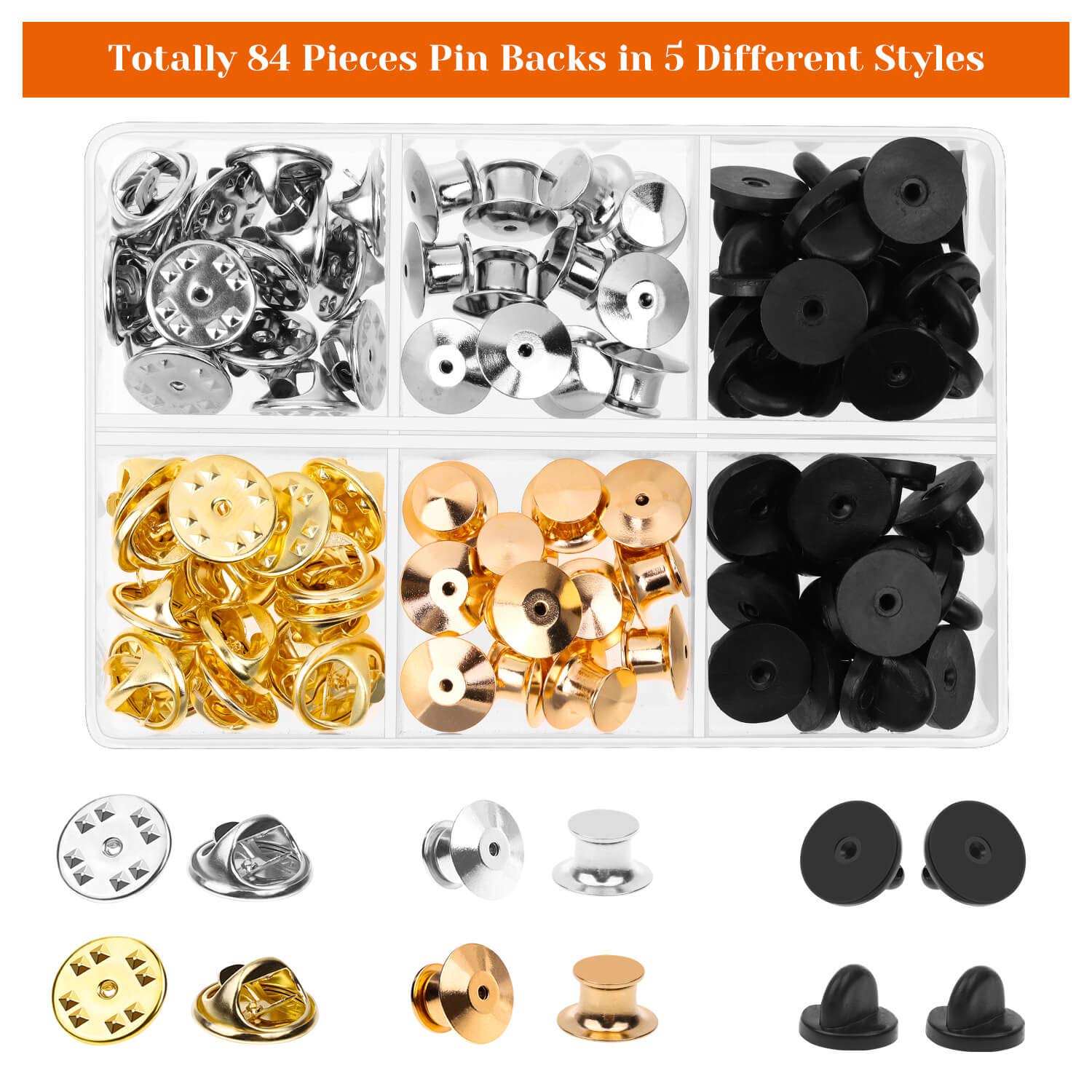 Amazon.co.jp: Selizo ピンバック 84個 ロックピンバック ラペル